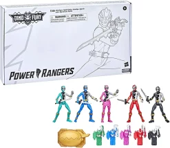 Best Sale ❤️ Power Rangers Dino Fury Battle Attackers Ranger Team Multipack Exclusive Action Figure 5-Pack [with Dino Fury Keys and Chromafury Saber] ⌛