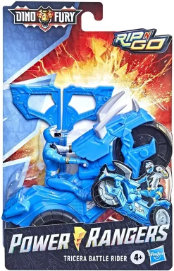 Hot Sale 👏 Power Rangers Dino Fury Rip N Go Tricera Battle Rider Figure & Vehicle 🌟