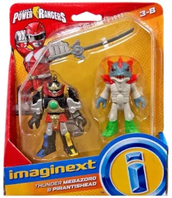 Brand new ❤️ Fisher Price Power Rangers Imaginext Mighty Morphin Thunder Megazord & Pirantishead Mini Figure 2-Pack 😉