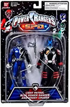 Promo 😉 Power Rangers SPD Light Patrol Blue Power Ranger and 🐶 Doggy Cruger Action Figure 2-Pack [Damaged Package] 🔔
