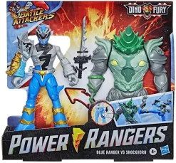 Outlet 🥰 Power Rangers Dino Fury Battle Attackers Blue Ranger & Shockhorn Action Figure 2-Pack 👏