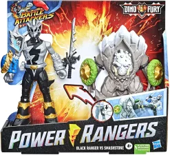 Best Pirce 😍 Power Rangers Dino Fury Battle Attackers Black Ranger & Smashstone Action Figure 2-Pack 🎉