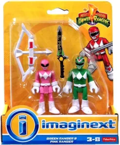 Best Sale 🥰 Fisher Price Power Rangers Imaginext Mighty Morphin Green Ranger & Pink Ranger Mini Figure 2-Pack 🔔