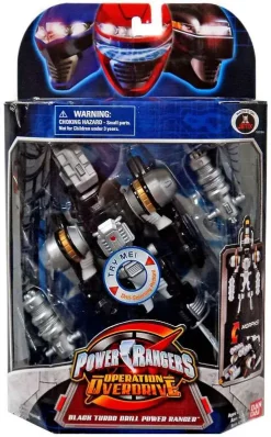 Budget 😍 Power Rangers Operation Overdrive Black Turbo Drill Power Ranger Action Figure [Damaged Package] 🎁