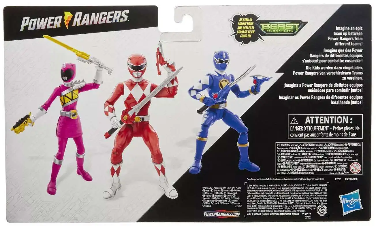 Brand new 🥰 Power Rangers Beast Morphers Dino Thunder Blue Ranger, Mighty Morphin Red Ranger & Dino Charge Pink Ranger Exclusive Action Figure 3-Pack 🥰 7 Brand new 🥰 Power Rangers Beast Morphers Dino Thunder Blue Ranger, Mighty Morphin Red Ranger & Dino Charge Pink Ranger Exclusive Action Figure 3-Pack 🥰 - Image 5