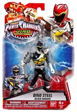 Promo 😉 Power Rangers Dino Super Charge Dino Steel Black Ranger Action Figure ⌛