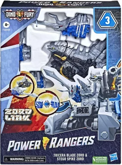 Cheapest ❤️ Power Rangers Dino Fury Zord Link Blue & Black Combining Zords Action Figure 😍