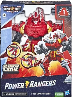 Promo 🥰 Power Rangers Dino Fury Zord Link T-Rex Champion Zord Action Figure [Red] 👍