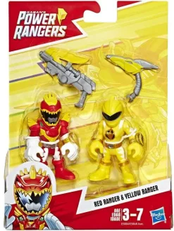 Coupon 🎁 Power Rangers Playskool Heroes Red Ranger & Yellow Ranger Figure 2-Pack [Loose, No Weapons] ⭐
