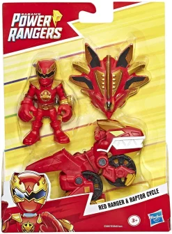 Hot Sale ⭐ Power Rangers Playskool Heroes Red Ranger & Raptor Cycle Figure 2-Pack 🌟