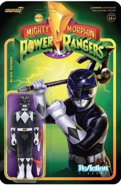Coupon 😀 ReAction Mighty Morphin Power Rangers Wave 2 Black Ranger Action Figure 🎁